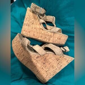 Y2K Soda platform woven cork style sandals sz 9